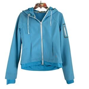 Athleta Full Zip Hooded Fleece Lined Jacket Blue Size Small Style # 791413